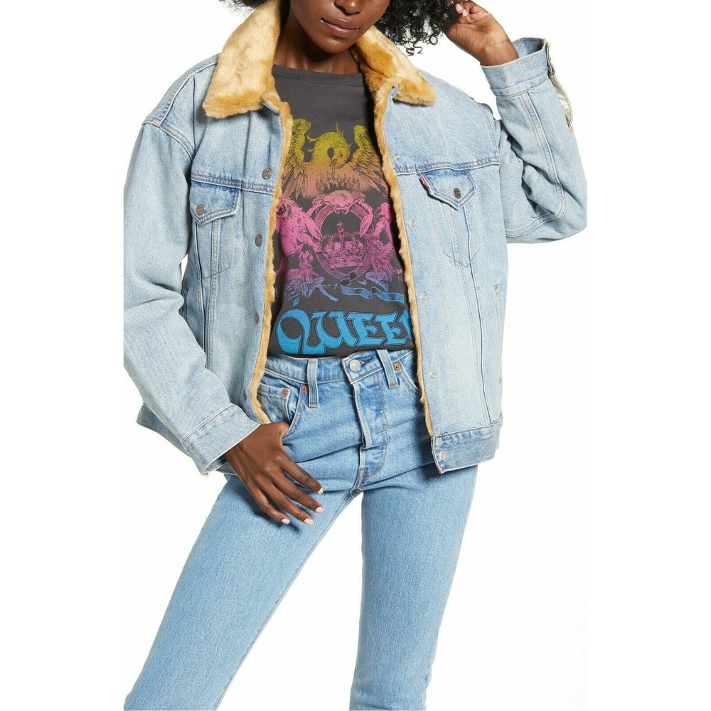 Levi's‎ women's Reversible Faux Fur & Denim Trucker Jacket size XS retail $168